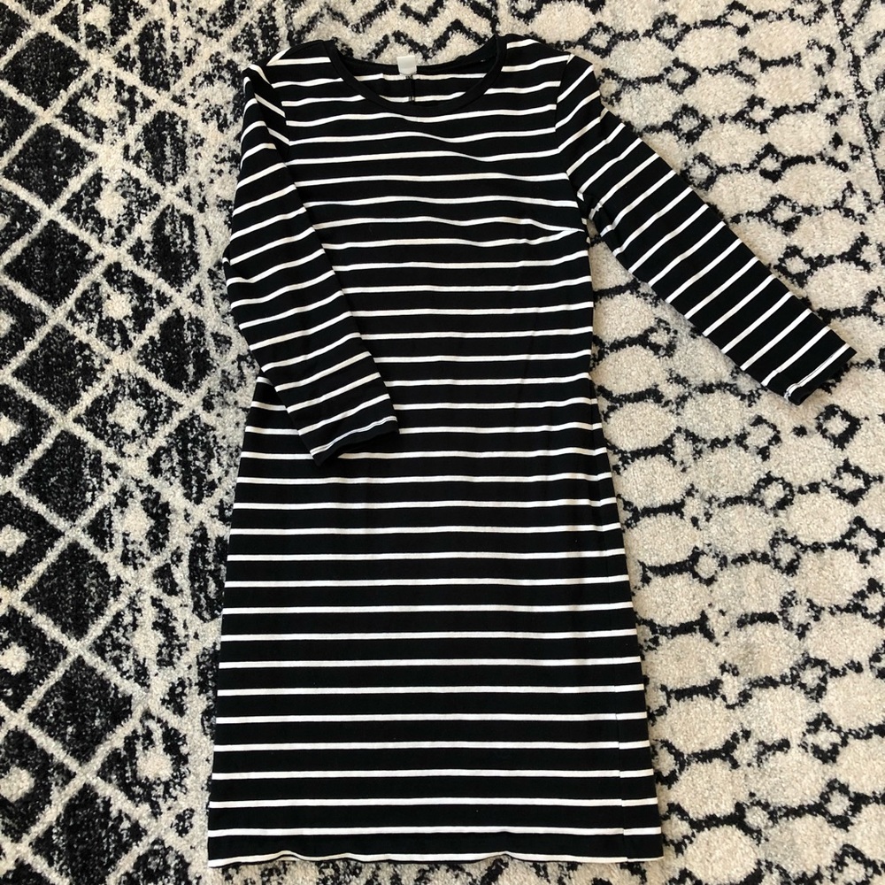 Black and White striped shirt dress